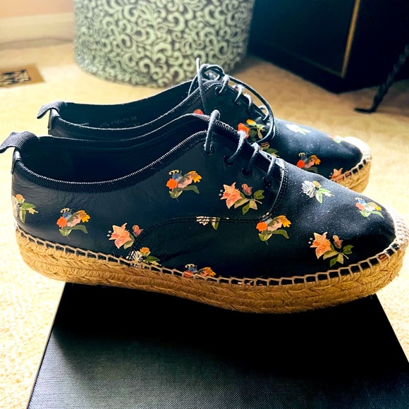 Saint Laurent Leather Low Top Floral Espadrilles Sneakers - Picture 6 of 16